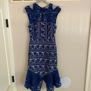 Blue crochet cocktail dress
